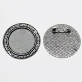 2pcs/lot Tibetan silver color ROUND shaped 30mm cabochon settings brooch design