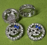 Clear Crystal Cat Round 15x4mm Cover Jewelry Findings Silver Color 4pcs GGE635