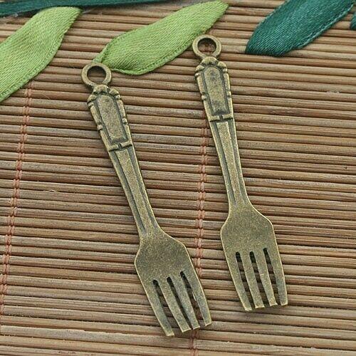 10pcs antiqued bronze fork pendant h5049