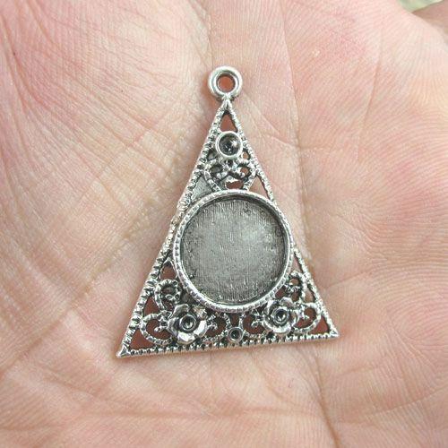 6pcs antiqued silver Triangle cabochon settings G381