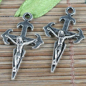 18pcs tebetan silver color crucifix design charms EF0214