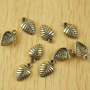 34pcs dark gold-tone leaf charms h2355