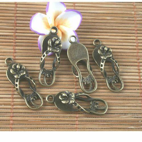 12pcs antiqued bronze slipper pendant G1638