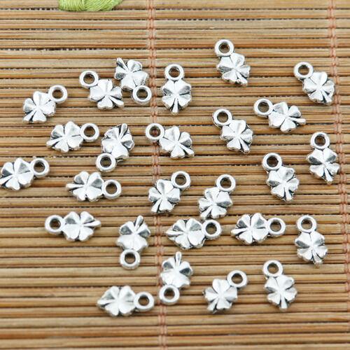 100pcs tibetan silver color mini lucky leaf charms EF2382