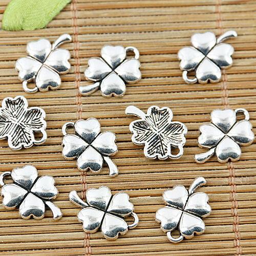 24pcs Tibetan silver lucky leaf charm pendants EF1359