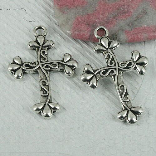 7PCS tibetan silver color branch pattern cross charms EF0391