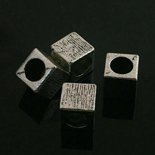 10pcs dark silver-tone cuboid bead fit bracelet 8051