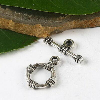 16sets Tibetan silver round toggle clasps H2639