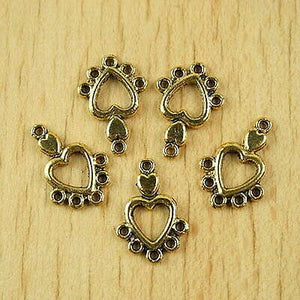 30pcs dark  gold tone heart charms findings h1954