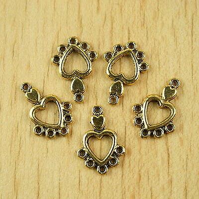 30pcs dark  gold tone heart charms findings h1954