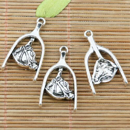 8pcs tibetan silver color horse head design charms EF2367