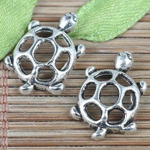 20pcs Tibetan Silver color hollow turtle design charms EF0195