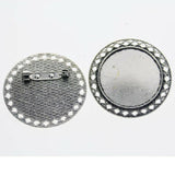 4pcs/lot Tibetan silver COLOR ROUND 20mm/35mm cabochon settings brooch design