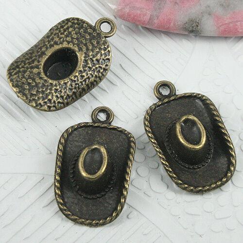 8pcs antiqued bronze color cowboy hat design charms EF0793