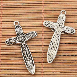 24pcs Tibetan silver tone crucifix design charms EF2571