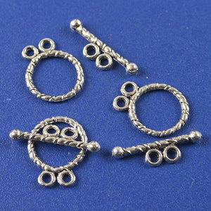 35sets dark silver tone double loop toggle clasp h3518