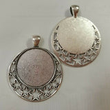 dichromatism  Blue bronze Tibetan silver color Round Star frame rim Cabochon Settings 25mm EF3821