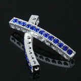 Royalblue Rhinestone Curved alloy Bar Connector 40x4mm shinny silver 4pcs ME1140