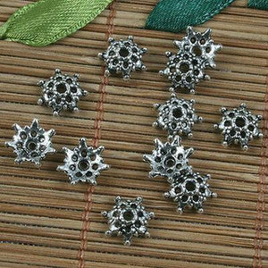 70pcs dark silver tone crafted flower beads cap H0210