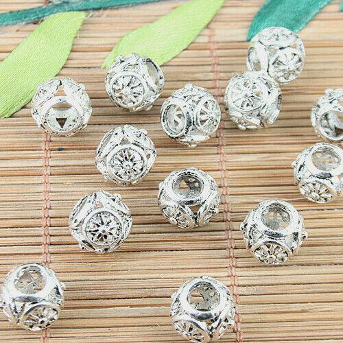 10pcs Tibetan silver tone patterns hollow loose beads fit bracelet h5107