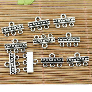 30pcs tibetan silver tone bar 1-3holes link connector EF1770