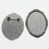 Lote de 2 cabujón ovalado de color plata tibetana de 25 x 35/25 x 18 mm, 30 x 40 mm y 13 x 18 mm, con diseño de broche.