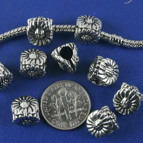 10pcs antique silver 3sides flower spacer beads G1307