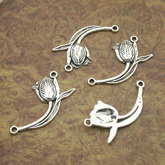 8pcs Tibetan Silver beautiful flower charm pendants X0129