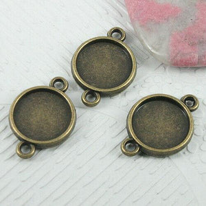 14pcs antiqued bronze round shaped cabochon setting connector EF0719