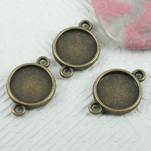 14pcs antiqued bronze round shaped cabochon setting connector EF0719