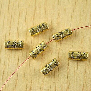 20pcs dark gold-tone long tube spacer beads h2042