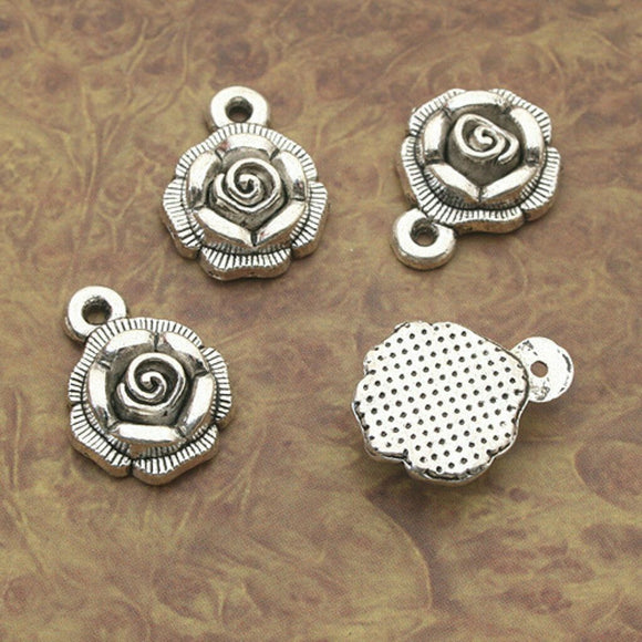 9pcs Tibetan Silver flower charm pendants X0077