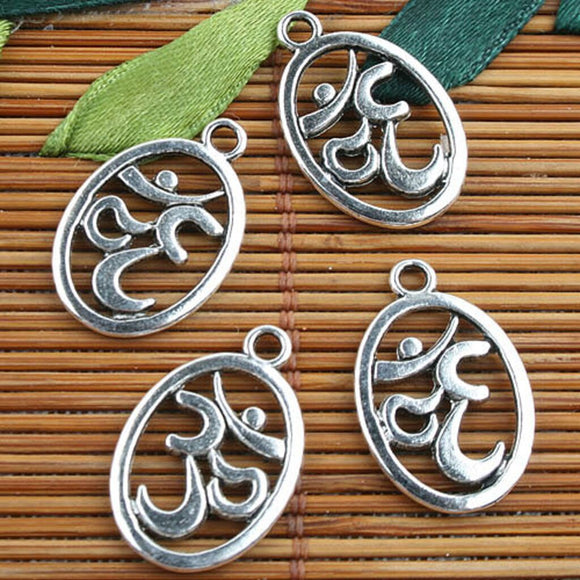 Tibetan Silver 2sided oval Simple charms 20pcs EF0099