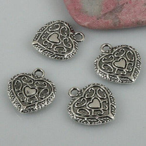 12pcs tibetan silver tone heart charms EF0453