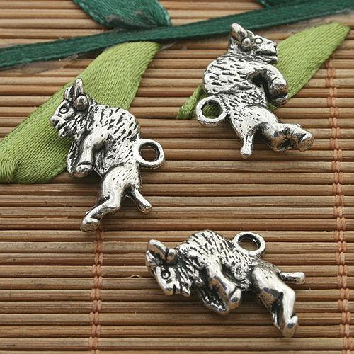 8pcs dark silver tone OX charm h3369