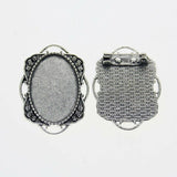 Lote de 2 cabujón ovalado de color plata tibetana de 25 x 35/25 x 18 mm, 30 x 40 mm y 13 x 18 mm, con diseño de broche.