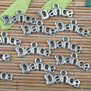 Alloy metal Tibetan Silver color Dance word design charms 30pcs EF0138