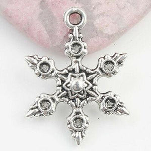 Tibetan Silver 2sided snowflake design charms 14pcs EF0036