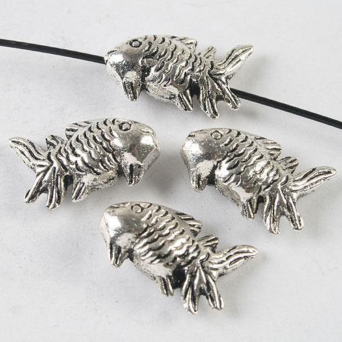 5pcs dark silver tone fish spacer beads h3931