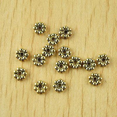 100pcs dark gold-tone daisy flower spacer beads h1991