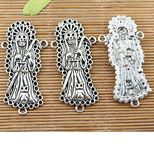 2pcs tibetan silver tone witch design 1-2holes connector EF1499