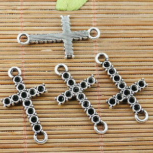 24pcs Tibetan silver tone cross cameo setting connectors EF1864