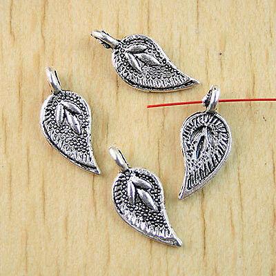 40Pcs tibetan silver leaf charms findings H0938