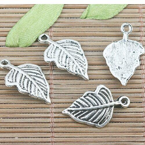 14pcs tibetan silver color leaf design charms G2105