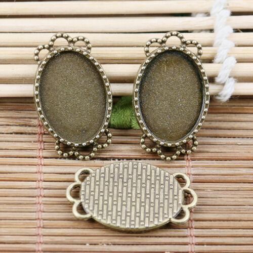10pcs antiqued bronze color dots oval cameo in 17x12mm settings EF2102