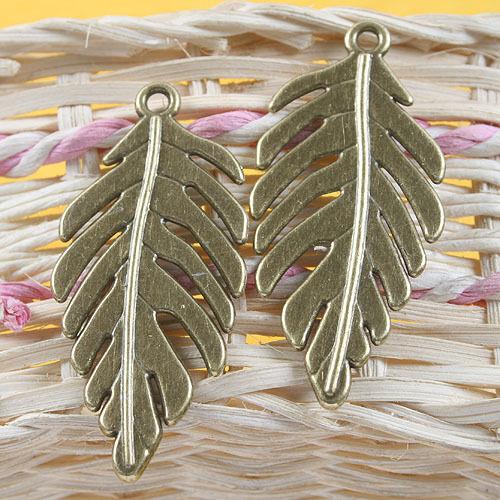 5pcs antiqued bronze leaf design pendant charm G621