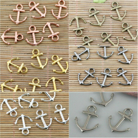 6 Colors to Pick Fashion Both-sided Simple Plain Anchor Charms DIY making