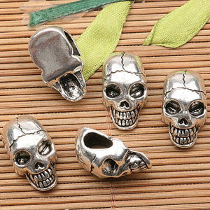 4pcs tibetan silver tone skull head loose beads fit european bracelet h0645