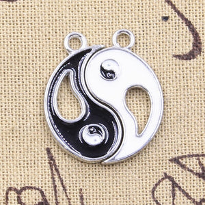 5pairs Charms Eight Diagrams Black And White Yin Yang Gossip 25x28mm Pendants DIY Craft Making Findings Handmade Tibetan Jewelry
