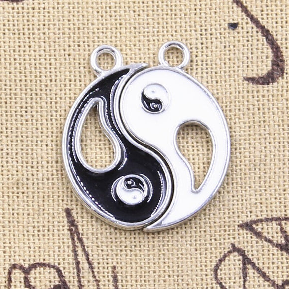 5pairs Charms Eight Diagrams Black And White Yin Yang Gossip 25x28mm Pendants DIY Craft Making Findings Handmade Tibetan Jewelry